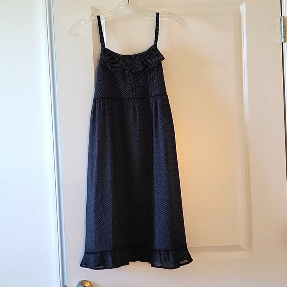 Cherokee girls polyester black with white polka dot dress